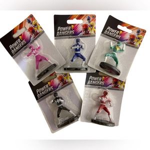 Hasbro Power Rangers Set of 5 Figures 2.5" Red Blue Black Pink Green